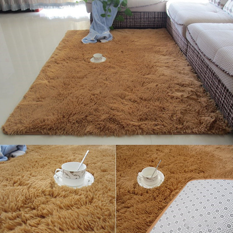 Modern Simple Plush Rug Polyester Indoor Rug Non-slip Carpet for Living Room and Bedroom