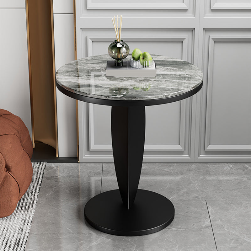Contemporary Round Stone Top Sofa Side Accent Table for Living Room