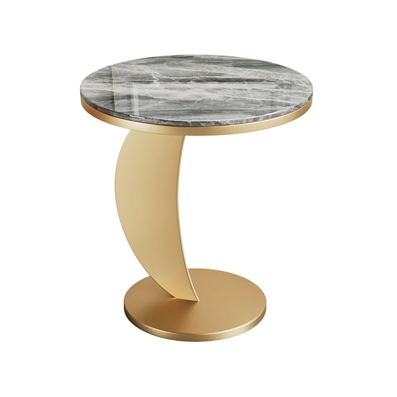 Contemporary Round Stone Top Sofa Side Accent Table for Living Room