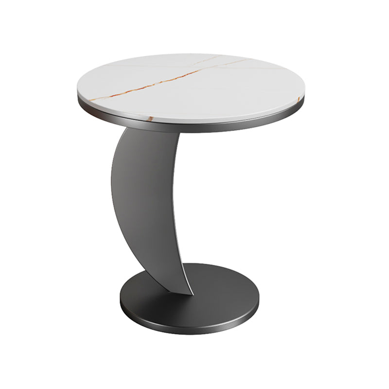 Contemporary Round Stone Top Sofa Side Accent Table for Living Room
