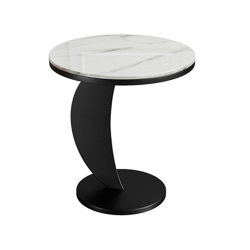 Contemporary Round Stone Top Sofa Side Accent Table for Living Room