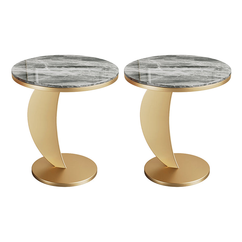 Contemporary Round Stone Top Sofa Side Accent Table for Living Room
