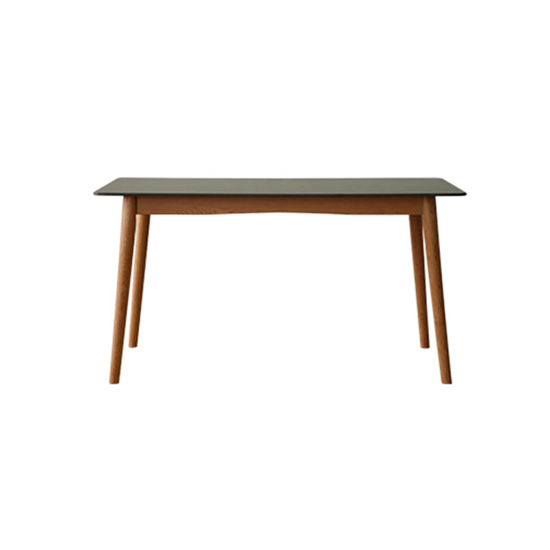 Contemporary Rectangular White and Black Stone Dining Table with Legs
