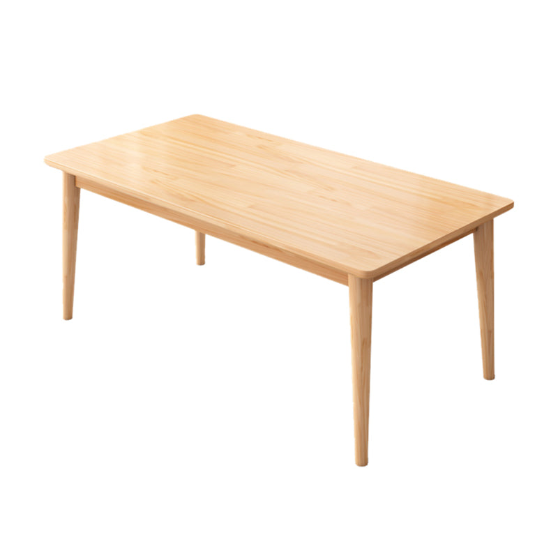 Modern Rectangular Natural Rubberwood Dining Table with 4 Legs
