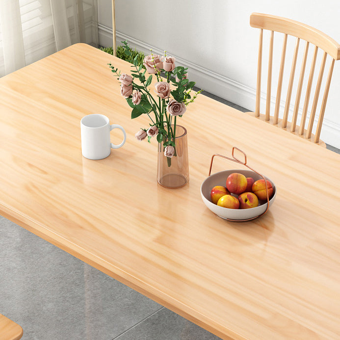 Modern Rectangular Natural Rubberwood Dining Table with 4 Legs