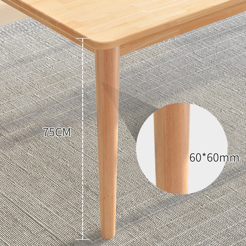 Modern Natural Rectangular Rubberwood Dining Table with 4 Legs