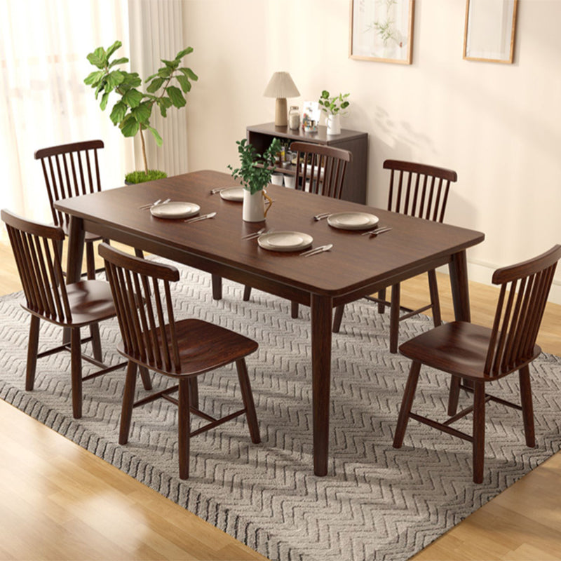 Modern Brown Rubberwood Space Saving Dining Table with 4 Legs