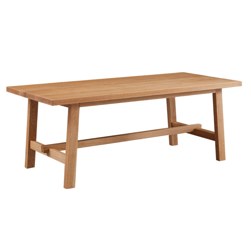 Modern Rectangular Light Brown Solid Wood Dining Table with Trestle