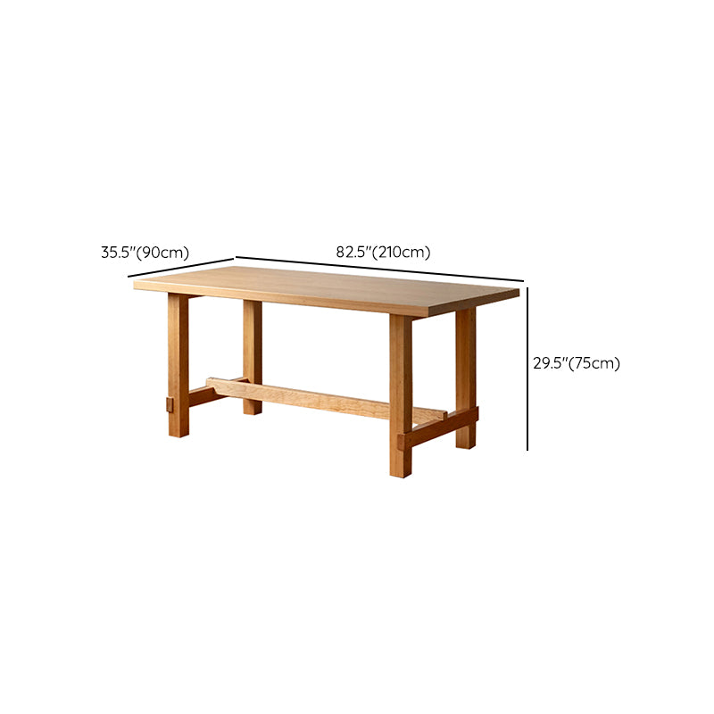 Contemporary Rectangular Solid Wood Tabletop Dining Table with Trestle