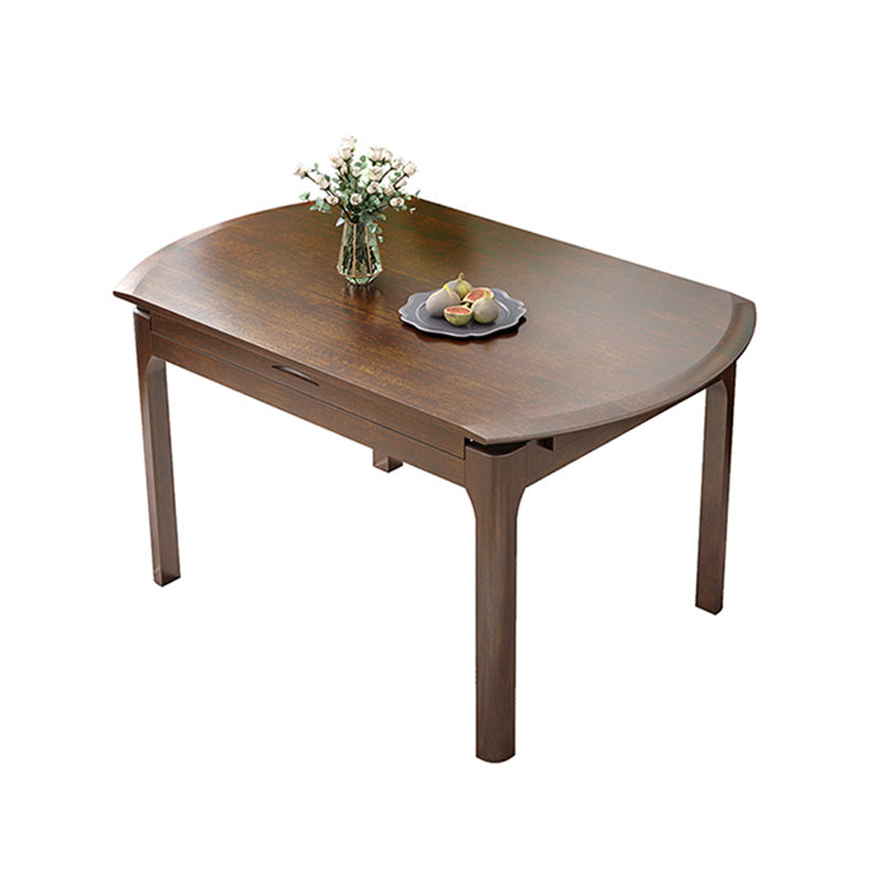 Modern Round Rubberwood Retractable Dining Table with 4 Legs