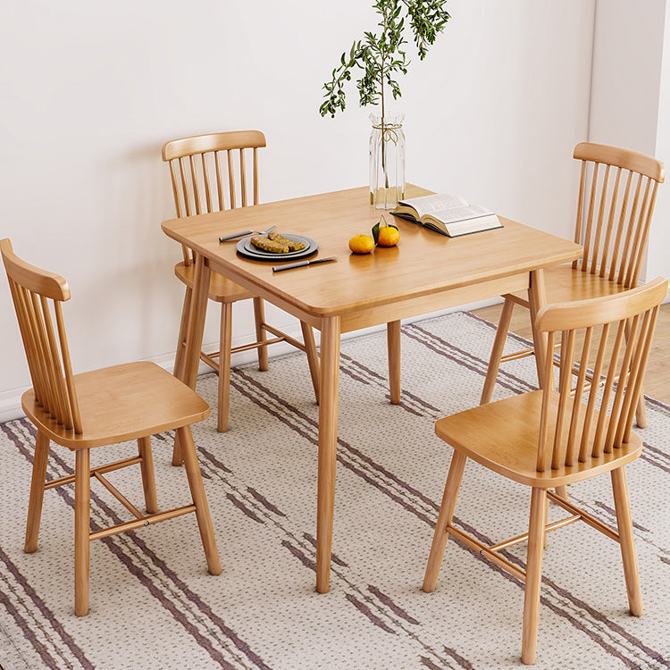 Modern Square Natural Rubberwood Space Saving Dining Table with 4 Legs