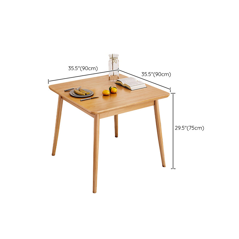 Modern Square Natural Rubberwood Space Saving Dining Table with 4 Legs