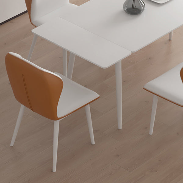 Contemporary Extendable Rectangular White Dining Table with 4 Foot