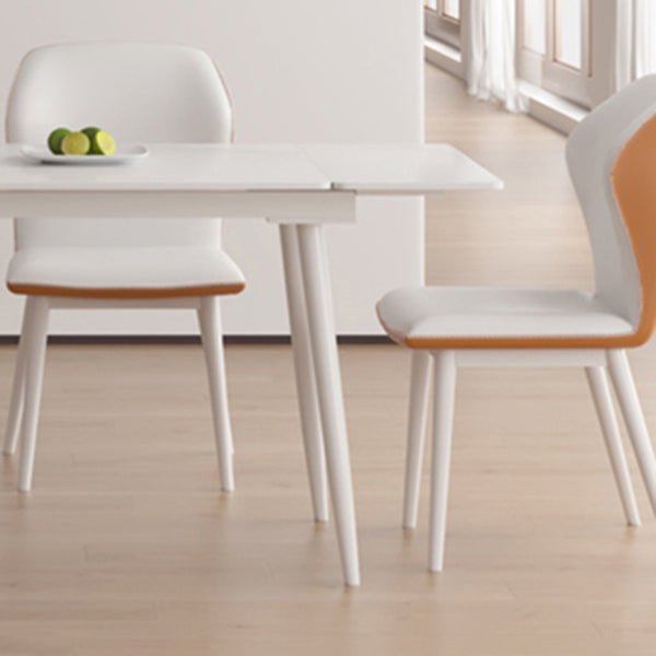 Contemporary Extendable Rectangular White Dining Table with 4 Foot
