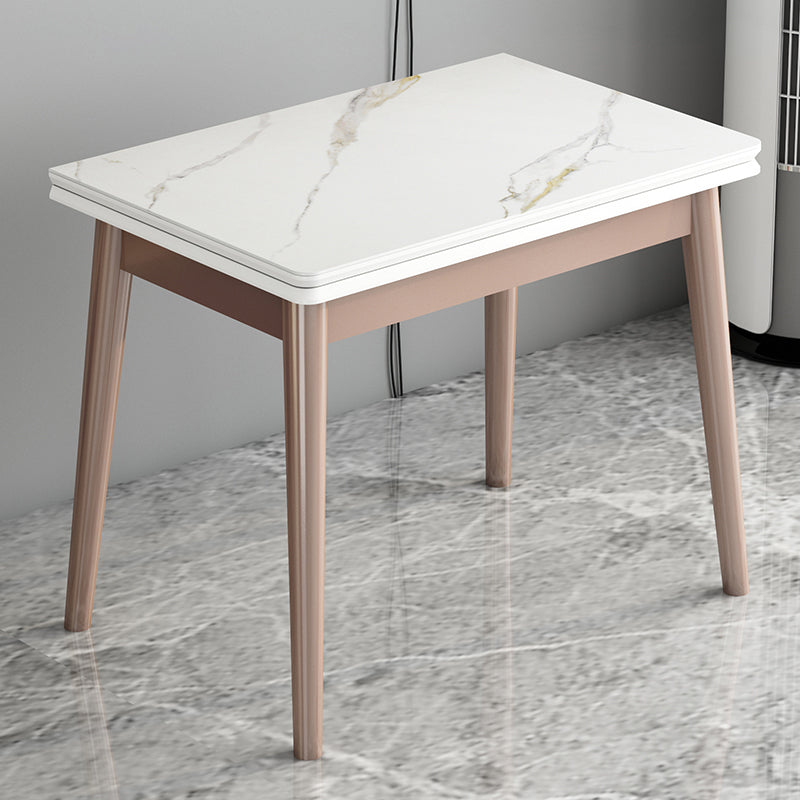 Modern Tempered Stone Top Dining Room Set 4 Legs Base for Kitchen