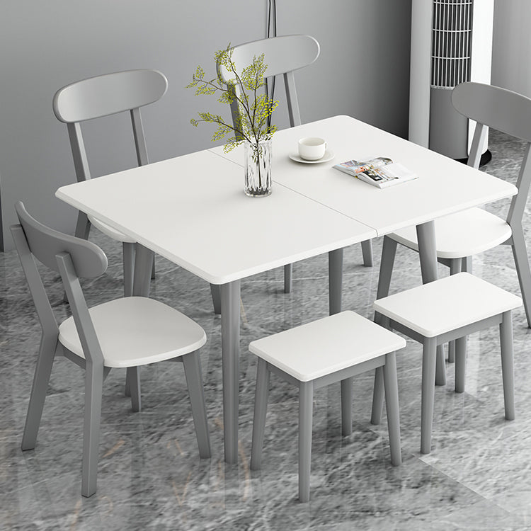 Modern Tempered Stone Top Dining Room Set 4 Legs Base for Kitchen