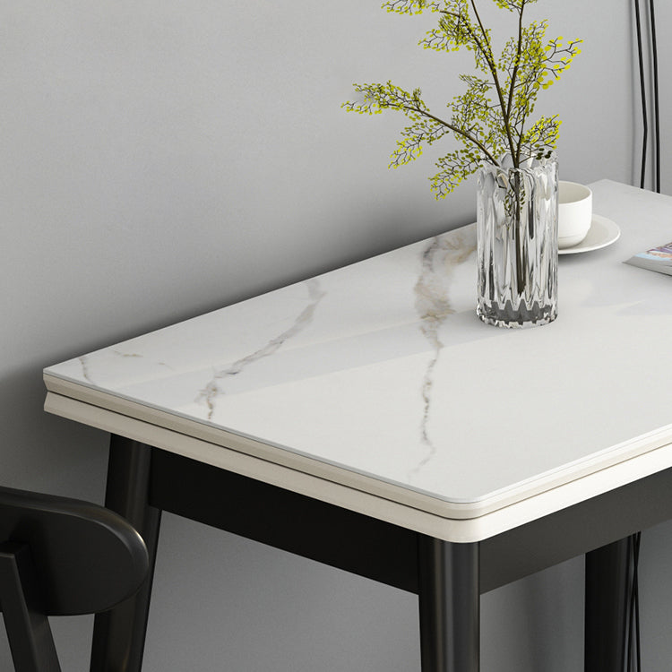 Modern Tempered Stone Top Dining Room Set 4 Legs Base for Kitchen