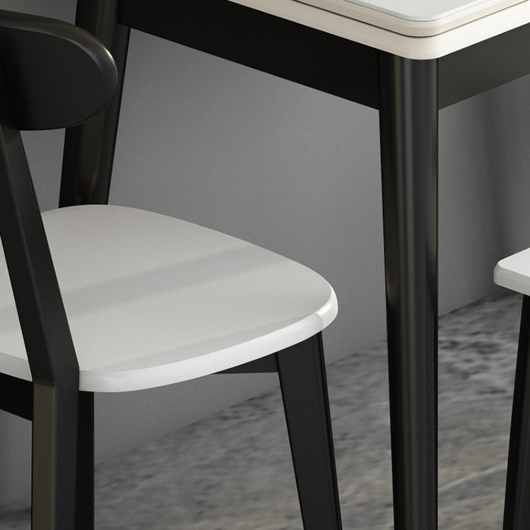 Modern Tempered Stone Top Dining Room Set 4 Legs Base for Kitchen