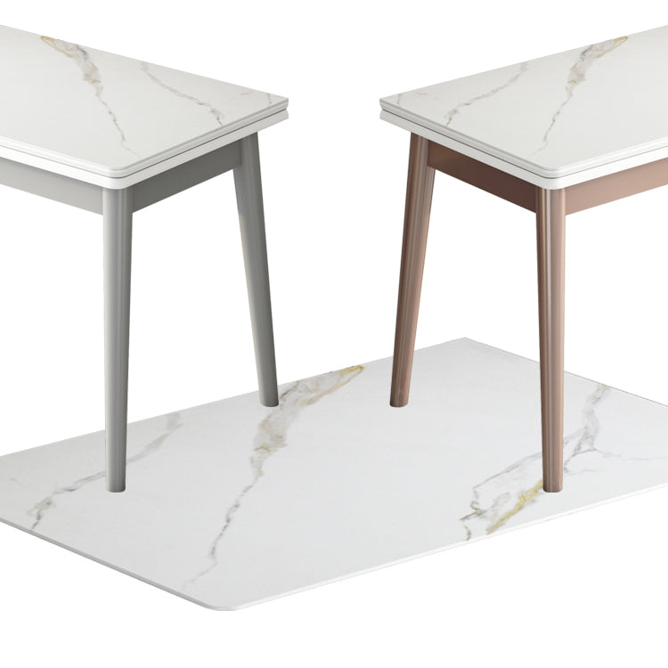 Modern Tempered Stone Top Dining Room Set 4 Legs Base for Kitchen