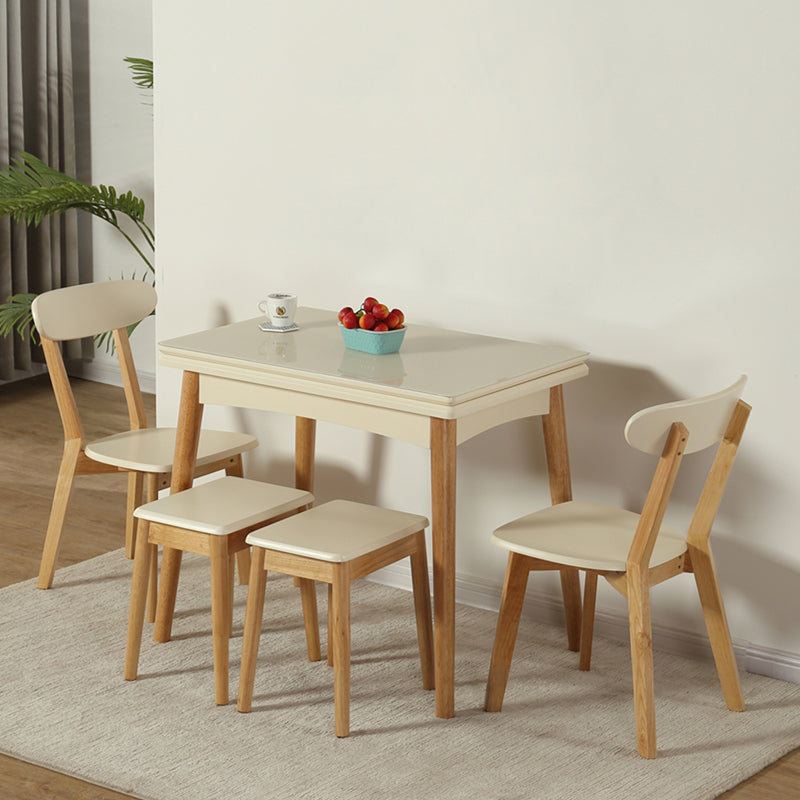 Modern Tempered Stone Top Dining Room Set 4 Legs Base for Kitchen
