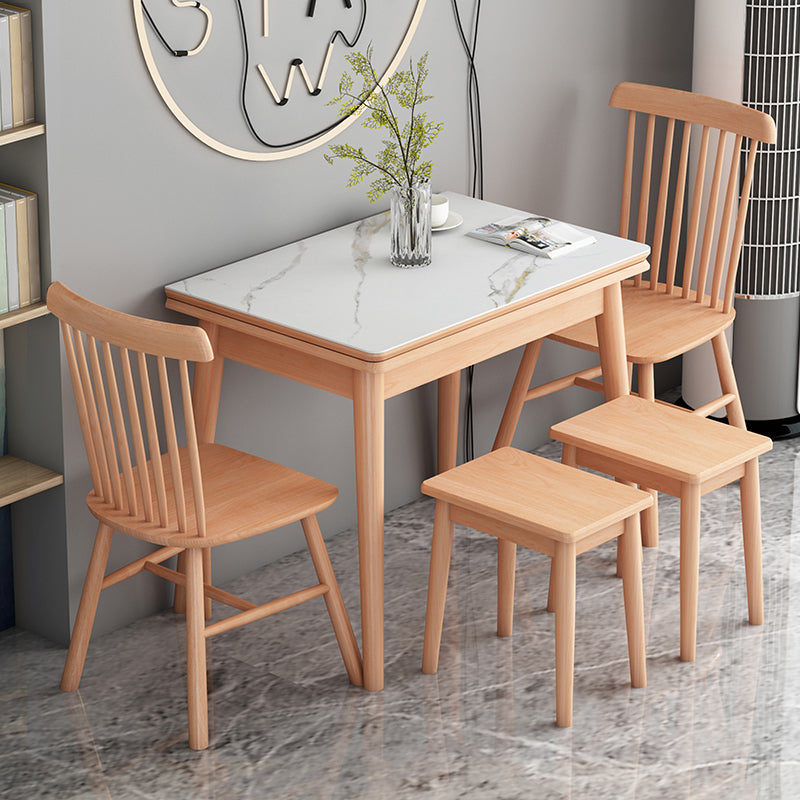 Modern Tempered Stone Top Dining Room Set 4 Legs Base for Kitchen