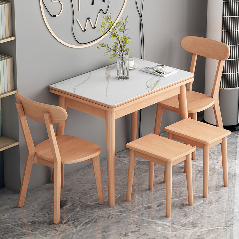 Modern Tempered Stone Top Dining Room Set 4 Legs Base for Kitchen