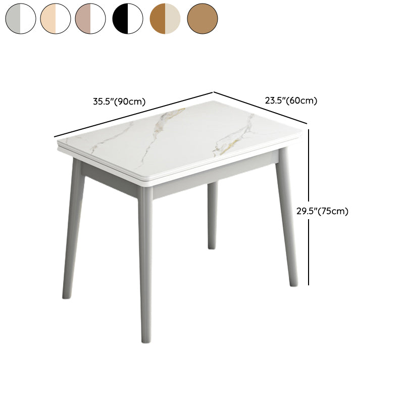 Modern Tempered Stone Top Dining Room Set 4 Legs Base for Kitchen