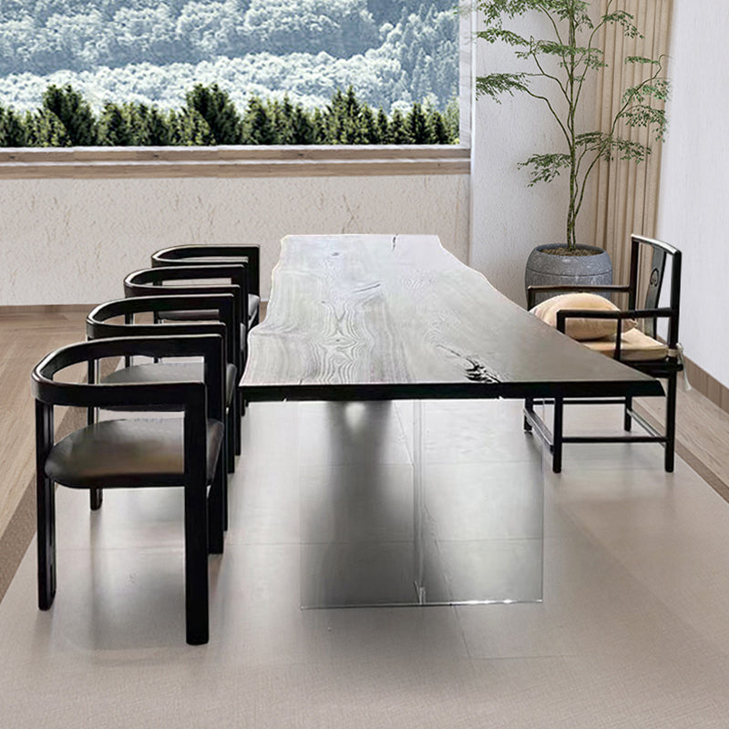 Contemporary Style Solid Black Wood Dining Table with Chairs