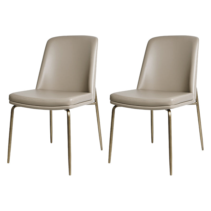 Faux Leather and Metal Contemporary Armless Dining and Accent Chairs