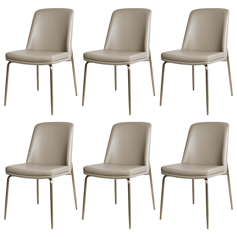 Faux Leather and Metal Contemporary Armless Dining and Accent Chairs