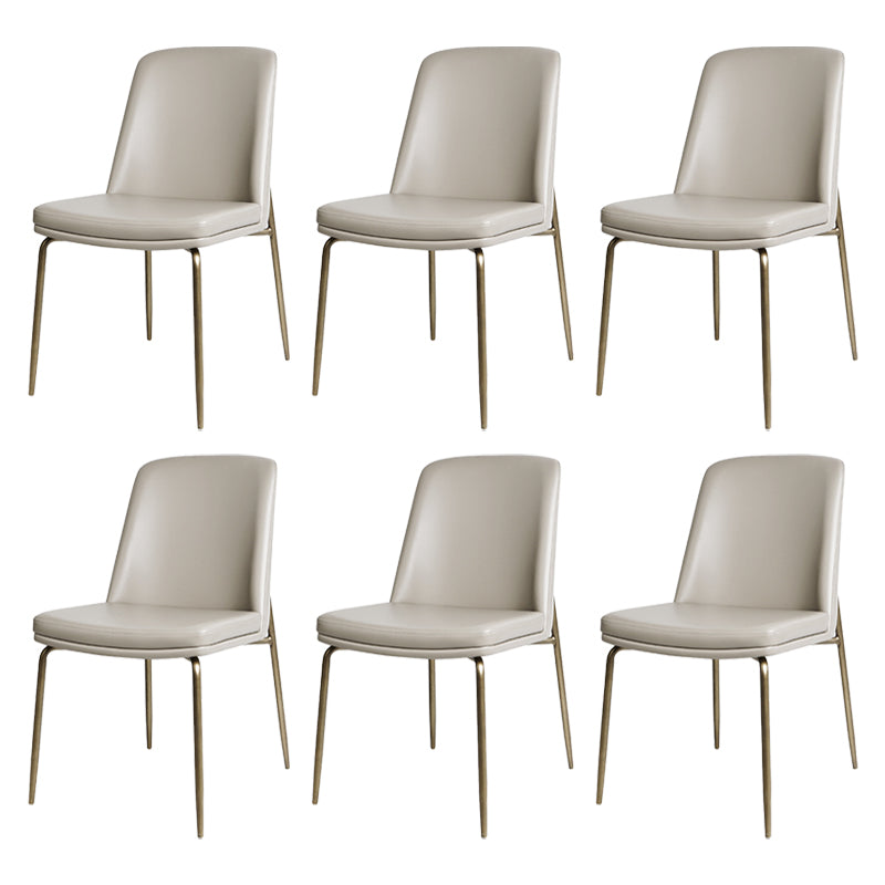Faux Leather and Metal Contemporary Armless Dining and Accent Chairs