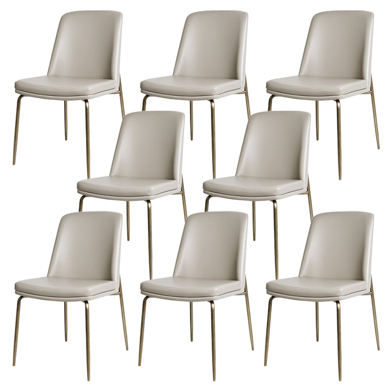 Faux Leather and Metal Contemporary Armless Dining and Accent Chairs