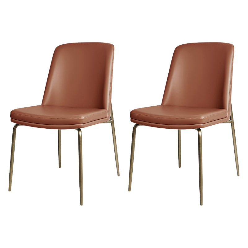 Faux Leather and Metal Contemporary Armless Dining and Accent Chairs