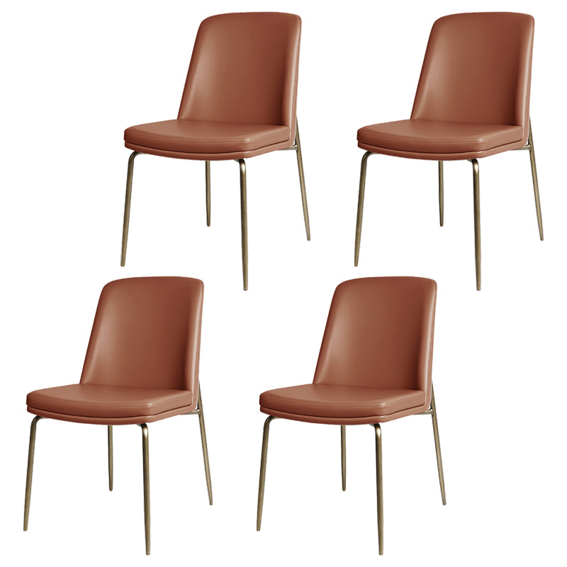 Faux Leather and Metal Contemporary Armless Dining and Accent Chairs