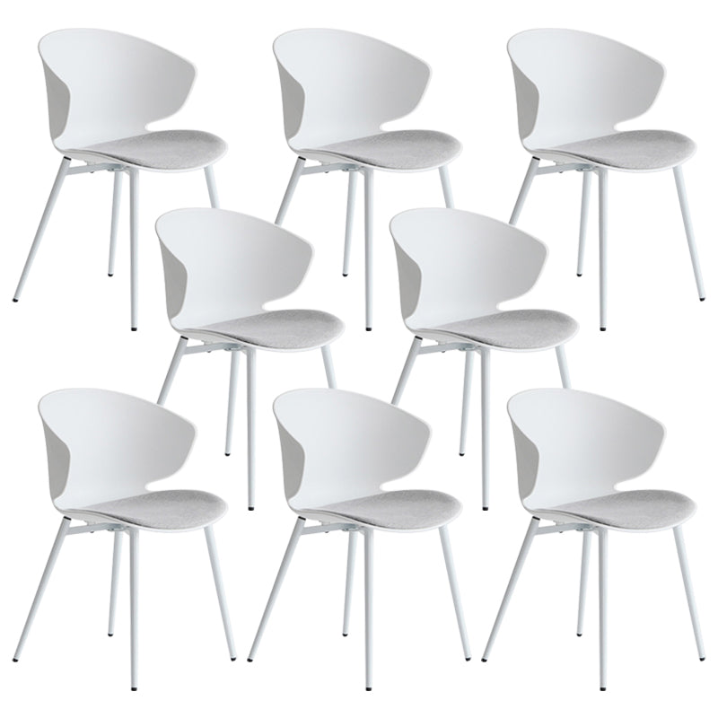 Modern Dining Room Upholstered Wingback Plastic Armless Dining Chair