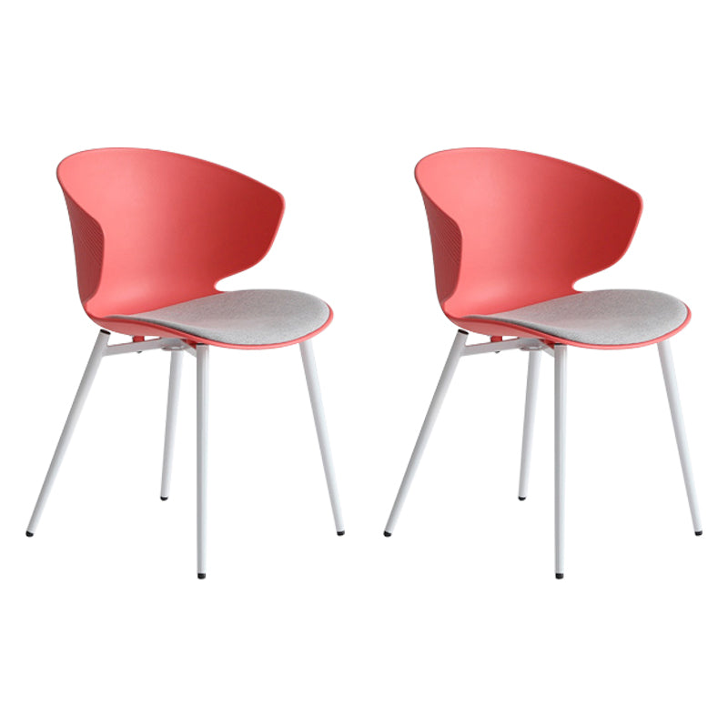 Modern Dining Room Upholstered Wingback Plastic Armless Dining Chair