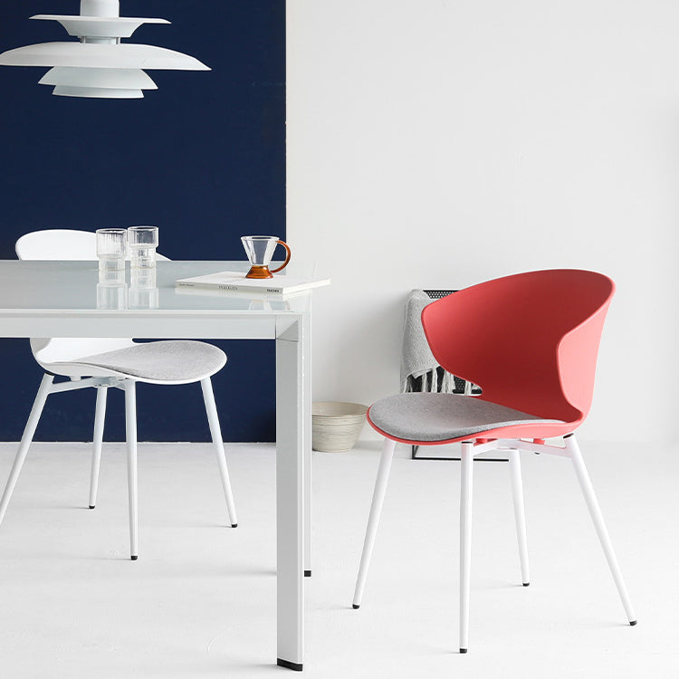 Modern Dining Room Upholstered Wingback Plastic Armless Dining Chair