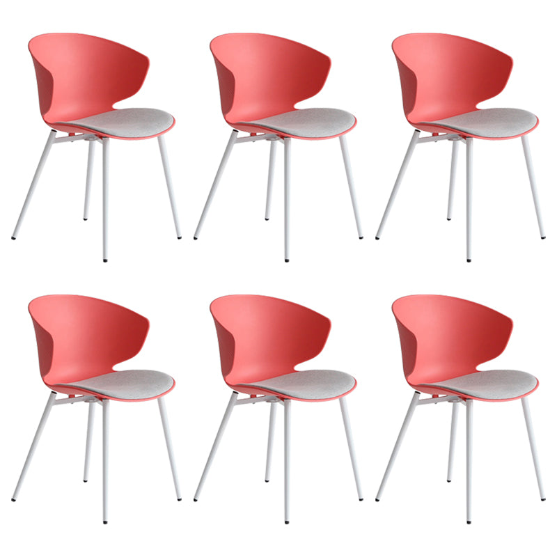 Modern Dining Room Upholstered Wingback Plastic Armless Dining Chair