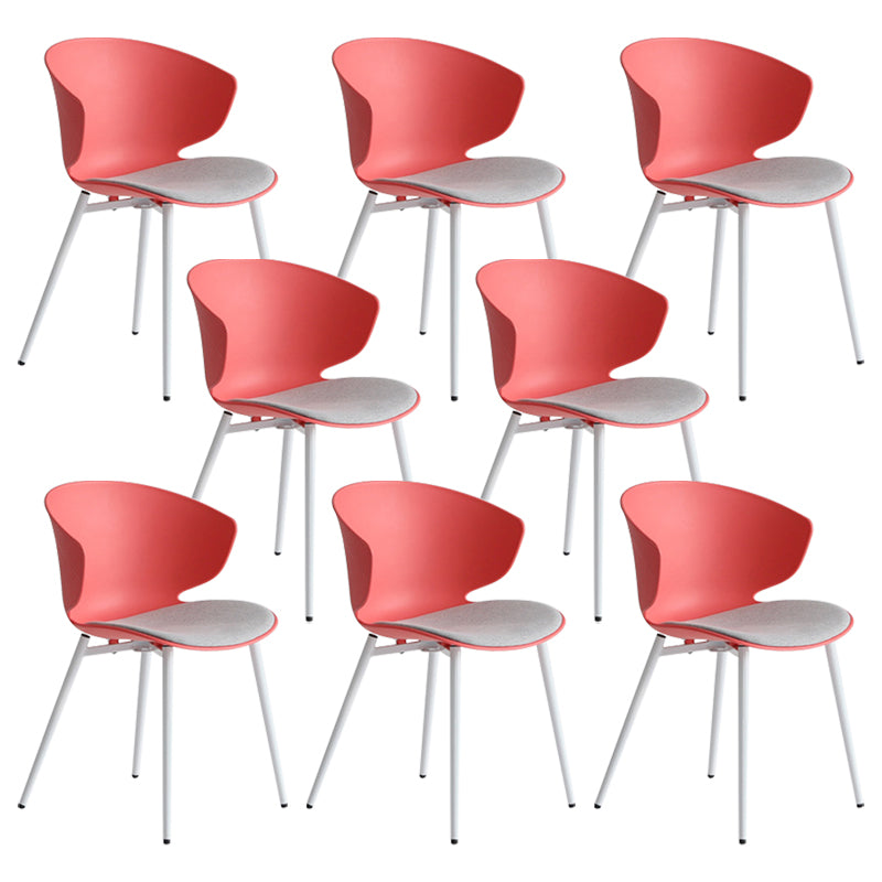 Modern Dining Room Upholstered Wingback Plastic Armless Dining Chair