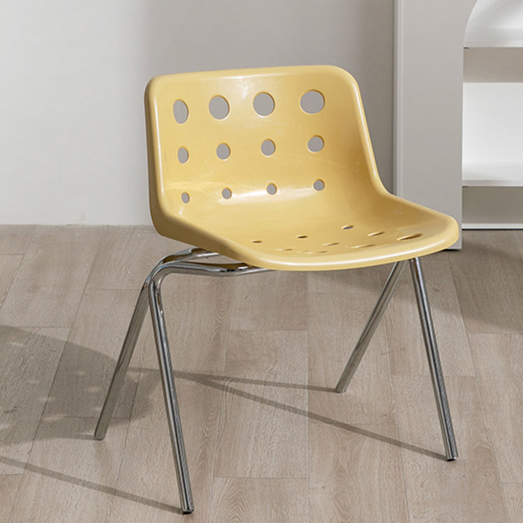 Modern Dining Room Plastic Silver Leg Parsons Armless Dining Chair