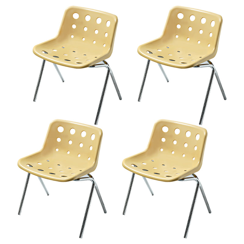 Modern Dining Room Plastic Silver Leg Parsons Armless Dining Chair