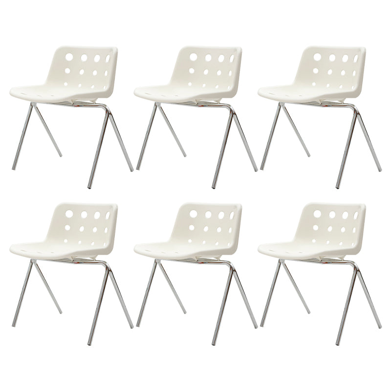 Modern Dining Room Plastic Silver Leg Parsons Armless Dining Chair