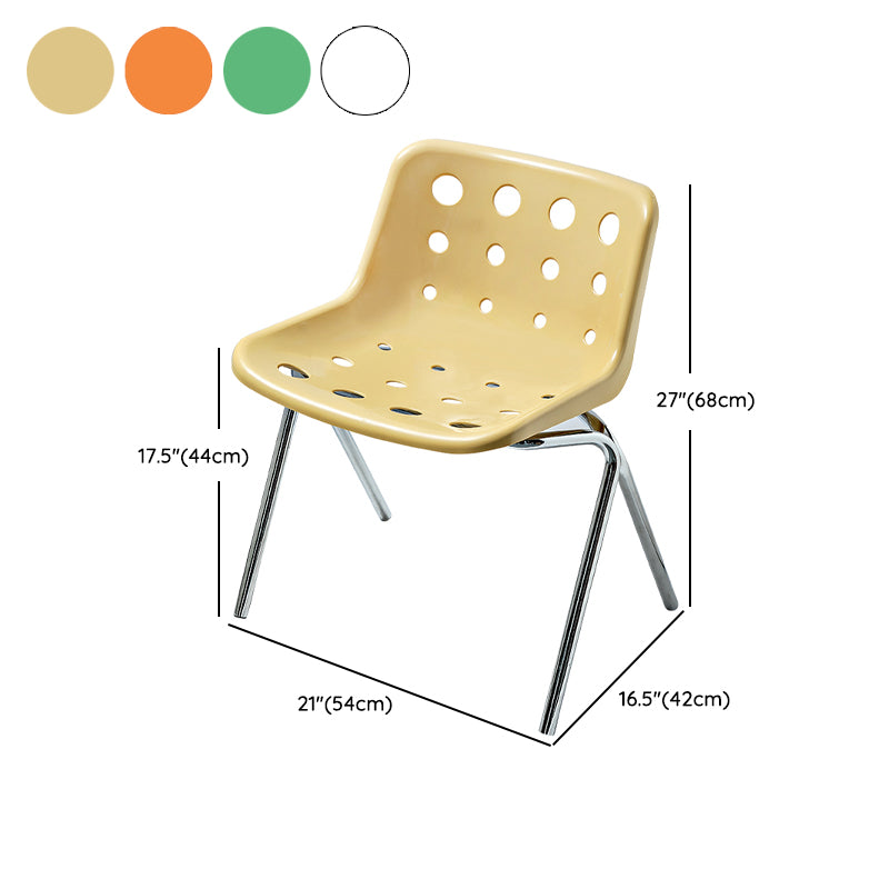Modern Dining Room Plastic Silver Leg Parsons Armless Dining Chair