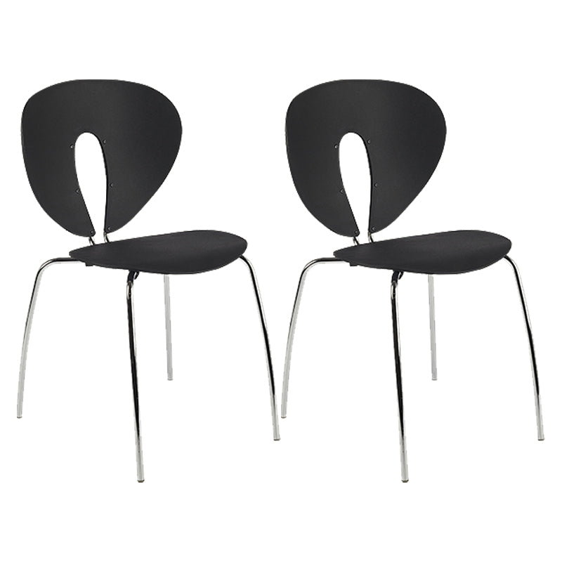 Modern Open Back Plastic Dining Room Silver Leg Dining Chair