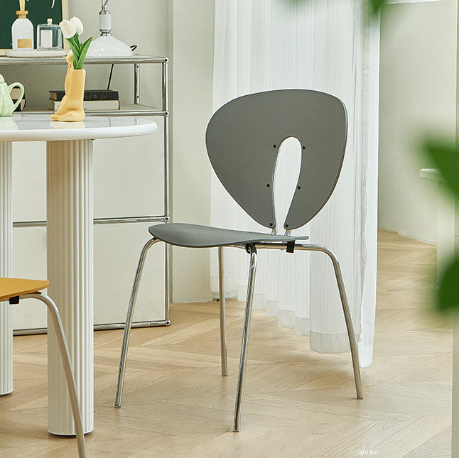 Modern Open Back Plastic Dining Room Silver Leg Dining Chair