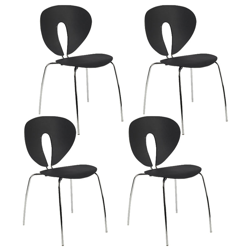 Modern Open Back Plastic Dining Room Silver Leg Dining Chair