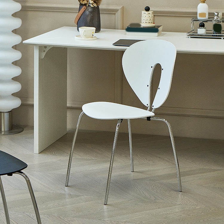 Modern Open Back Plastic Dining Room Silver Leg Dining Chair