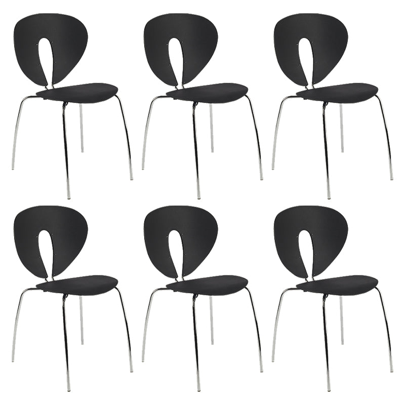 Modern Open Back Plastic Dining Room Silver Leg Dining Chair