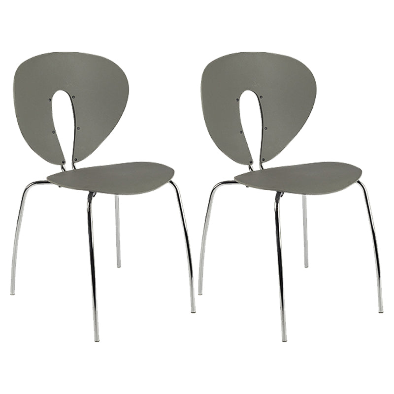 Modern Open Back Plastic Dining Room Silver Leg Dining Chair