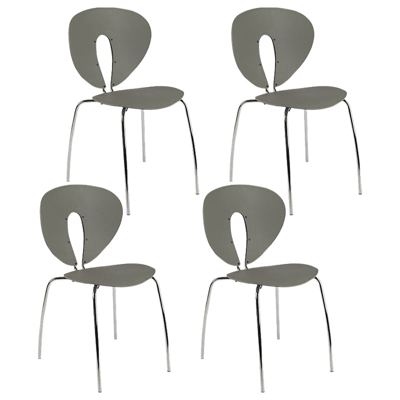 Modern Open Back Plastic Dining Room Silver Leg Dining Chair
